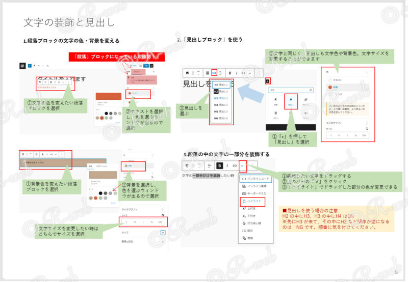 印刷用 WordPressマニュアル 文字の装飾と見出し