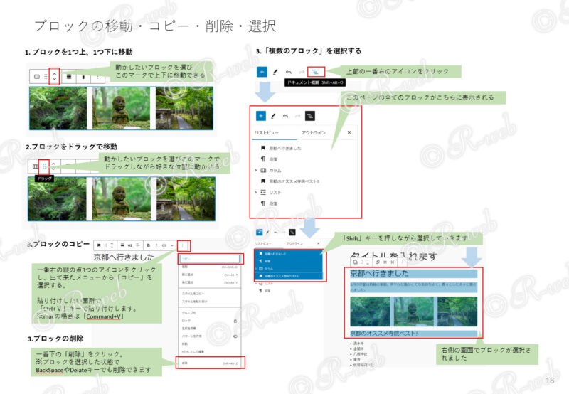 印刷用 WordPressマニュアル ブロックの移動・コピー・削除・選択